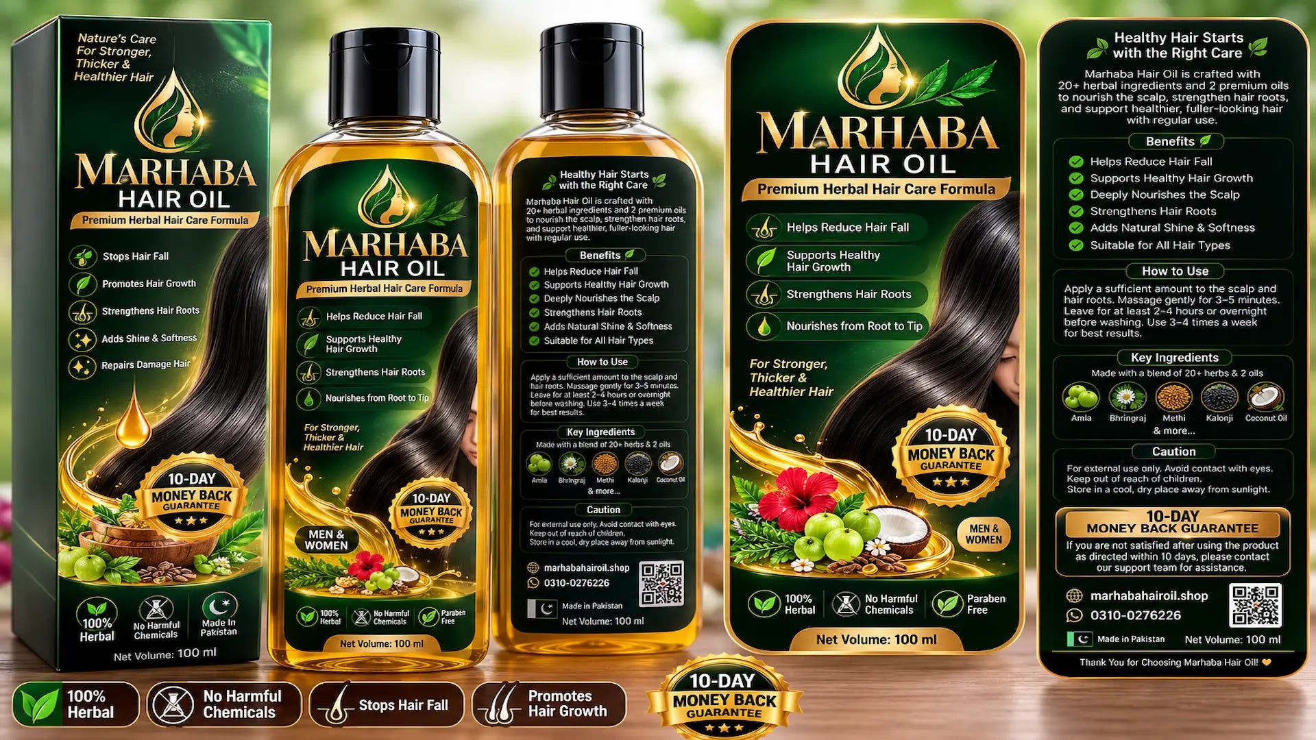 Marhaba Hair Oil 100ml - Premium Organic Herbal Hair Oil for Healthy Hair Growth